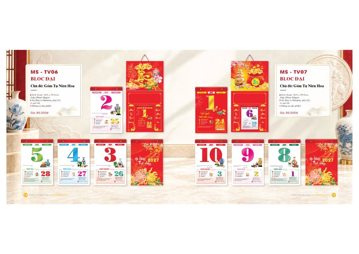 Lịch Bloc Cực Đại 2027 TV06 Ấn Phẩm Quà Tết Ngân Hàng & Tài Chính VIP
