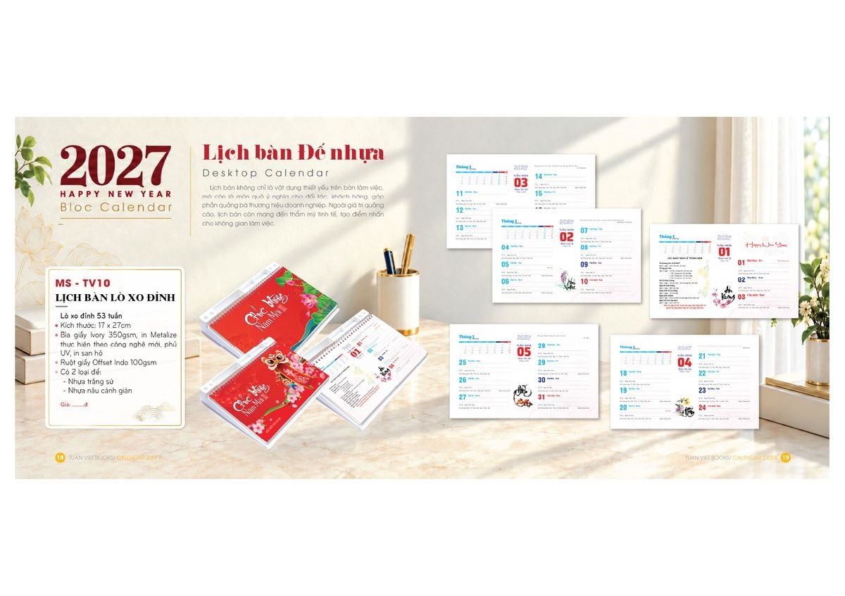 Lịch Bloc Cực Đại 2027 TV08 Ấn Phẩm Quà Tết Ngân Hàng & Tài Chính VIP