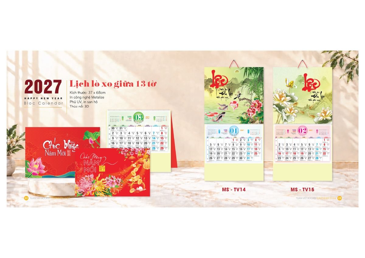 Lịch Bloc Cực Đại 2027 TV10 Ấn Phẩm Quà Tết Ngân Hàng & Tài Chính VIP