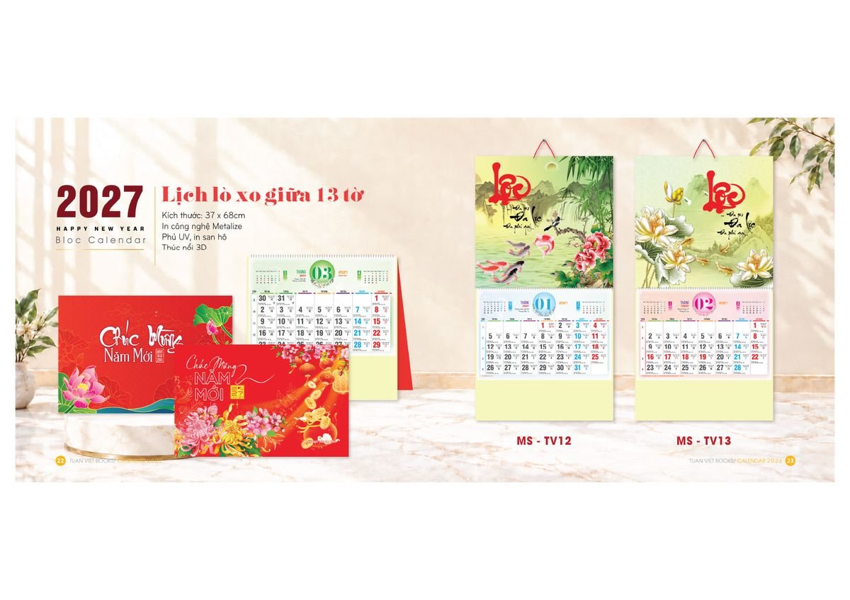 Lịch Bloc Cực Đại 2027 TV12 Ấn Phẩm Quà Tết Ngân Hàng & Tài Chính VIP