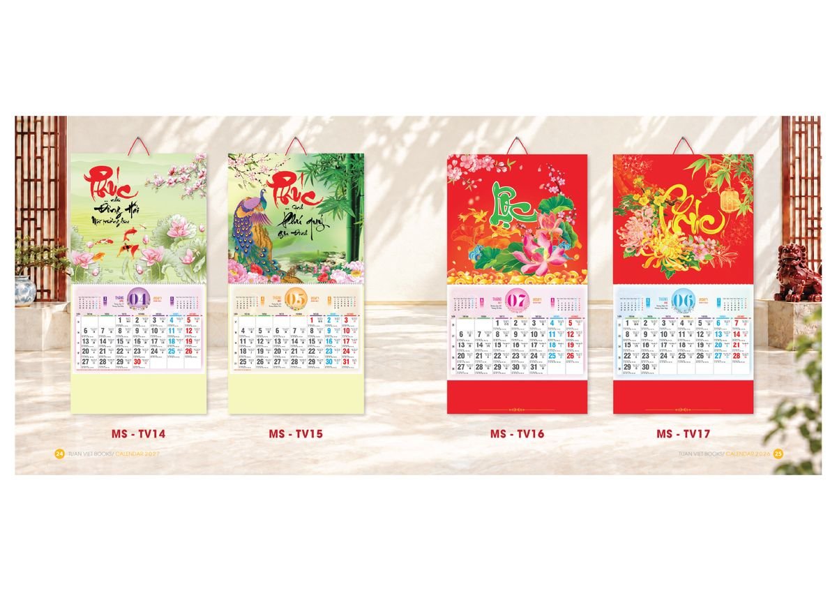 Lịch Bìa Treo Gắn Bloc 2027 TV13 Ấn Phẩm Quà Tết Ngân Hàng & Tài Chính VIP
