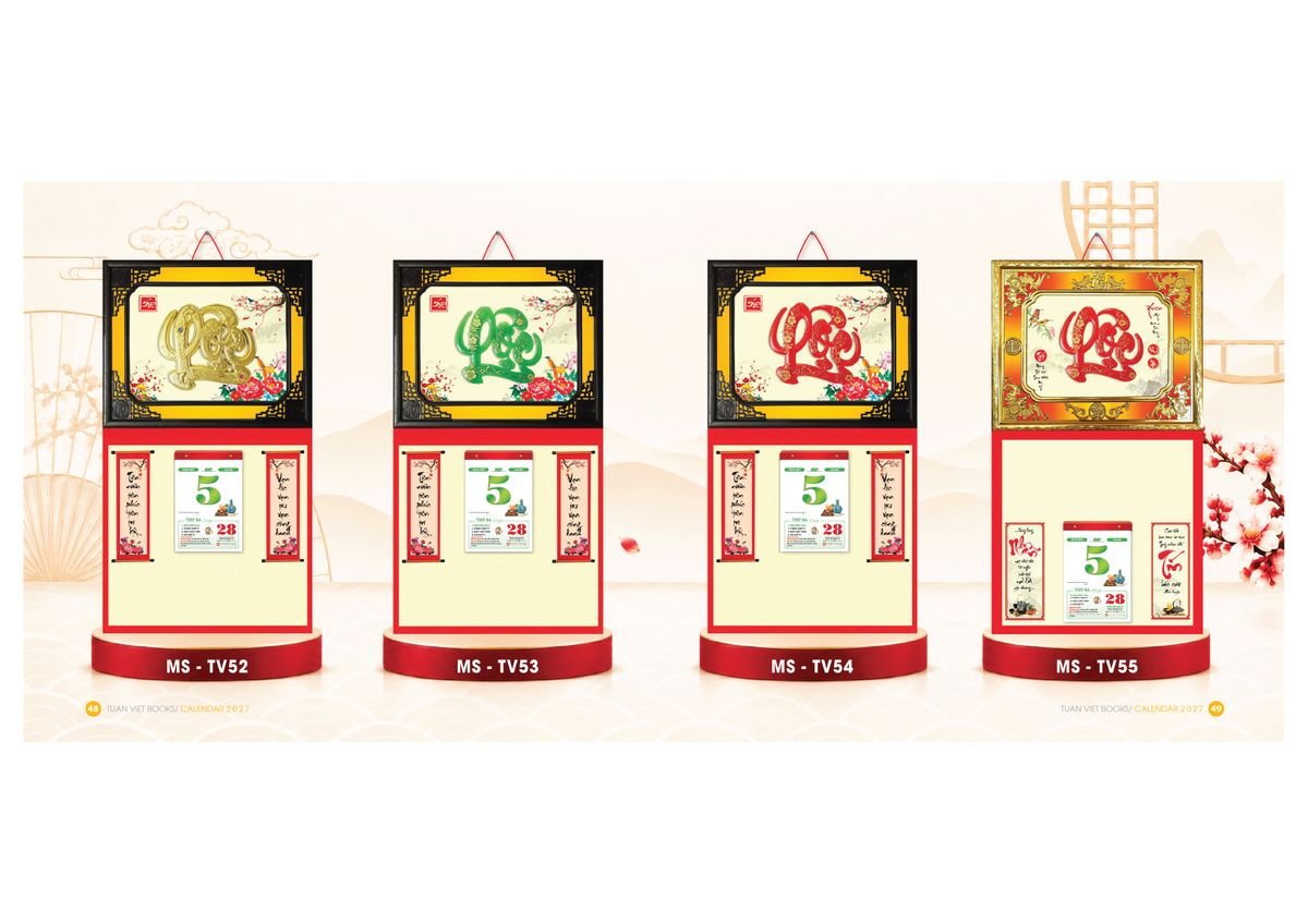 Lịch Bìa Treo Gắn Bloc 2027 TV25 Ấn Phẩm Quà Tết Ngân Hàng & Tài Chính VIP